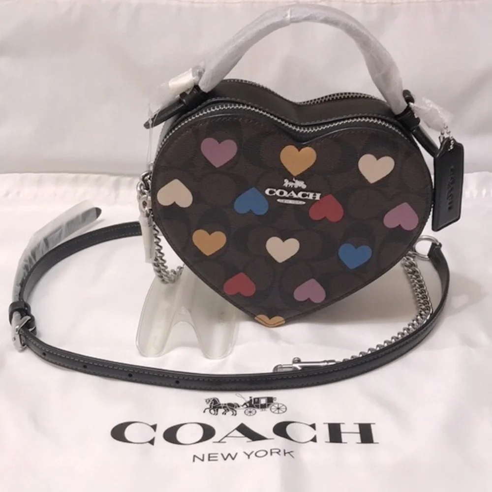 Multi Heart Crossbody Signature Canvas with Heart Print  BNWT - Picture 4 of 13